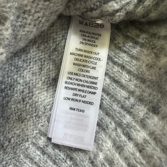 ASPEN Gray Fair Isle Wool Blend Lightweight Turtleneck Sweater Size XL Ski Cozy - Picture 4 of 7